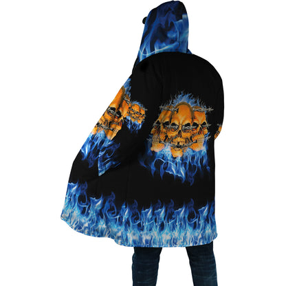 Skull On Blue Fire Cloak For Men And Women TQH201011