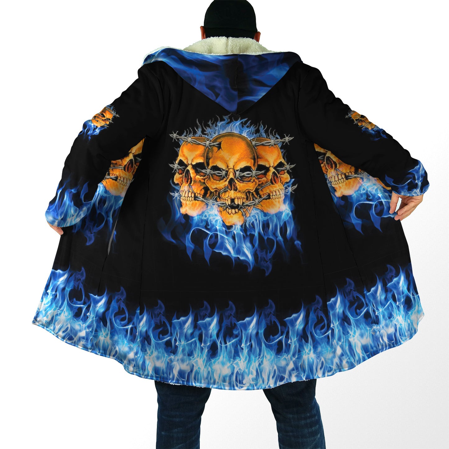 Skull On Blue Fire Cloak For Men And Women TQH201011