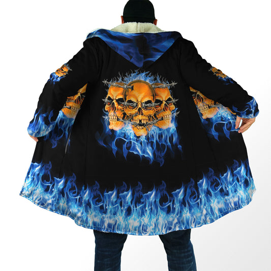 Skull On Blue Fire Cloak For Men And Women TQH201011