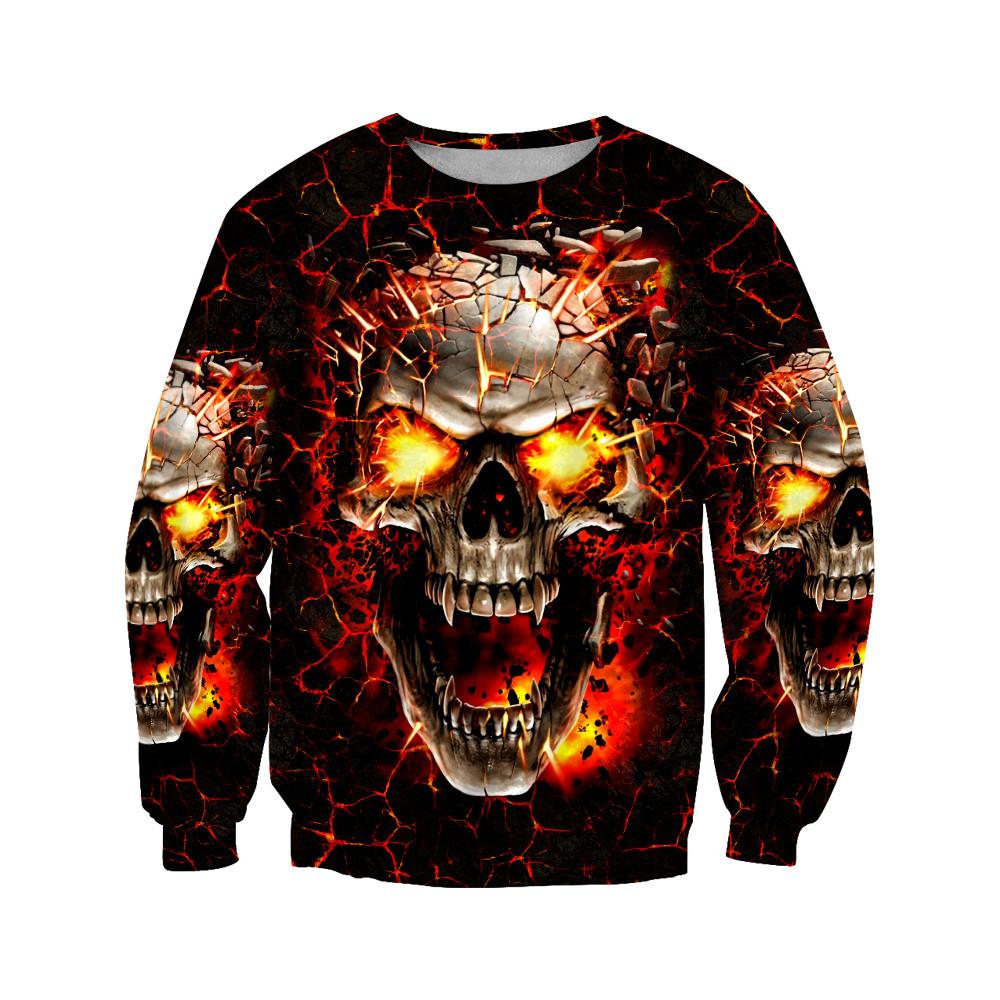 Crazy Fire Skull 3D All Over Printed Combo Sweater + Sweatpant