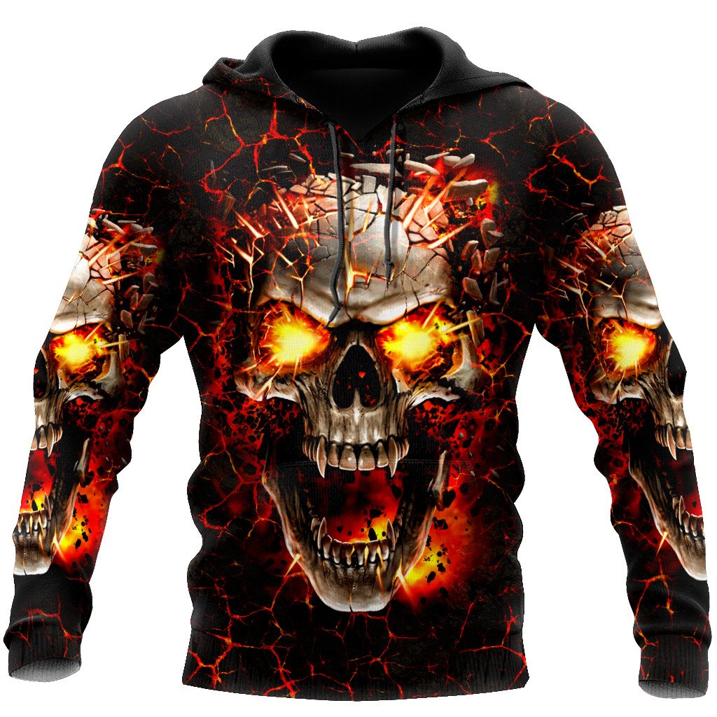 Crazy Fire Skull 3D All Over Printed Combo Hoodie + Sweatpant