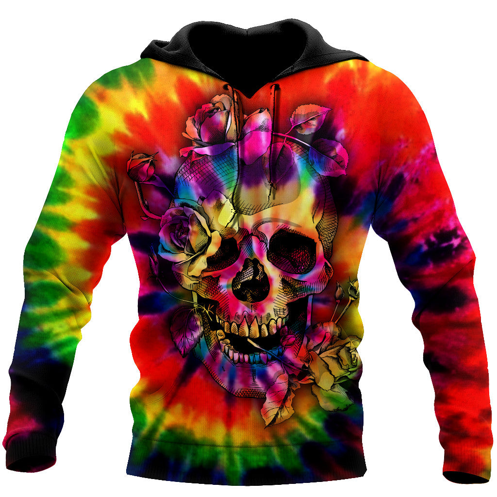 Tie Dye Skulls Hoodie For Men And Women DQB10162001