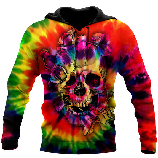 Tie Dye Skulls Hoodie For Men And Women DQB10162001