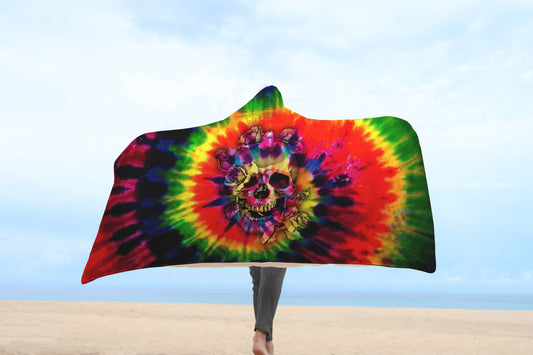 Tie Dye Skulls Hooded Blanket DQB10062001