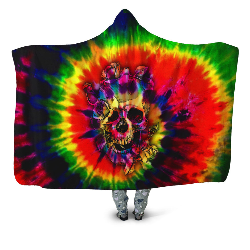 Tie Dye Skulls Hooded Blanket DQB10062001