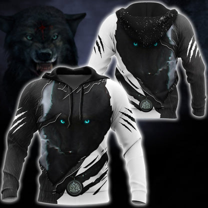 Dark Night Wolf All Over Printed Unisex Hoodie ML