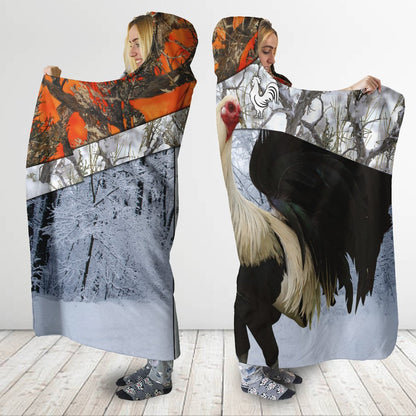 Rooster King Camo II All Over Printed Unisex Deluxe Hooded Blanket ML