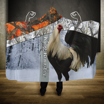 Rooster King Camo II All Over Printed Unisex Deluxe Hooded Blanket ML