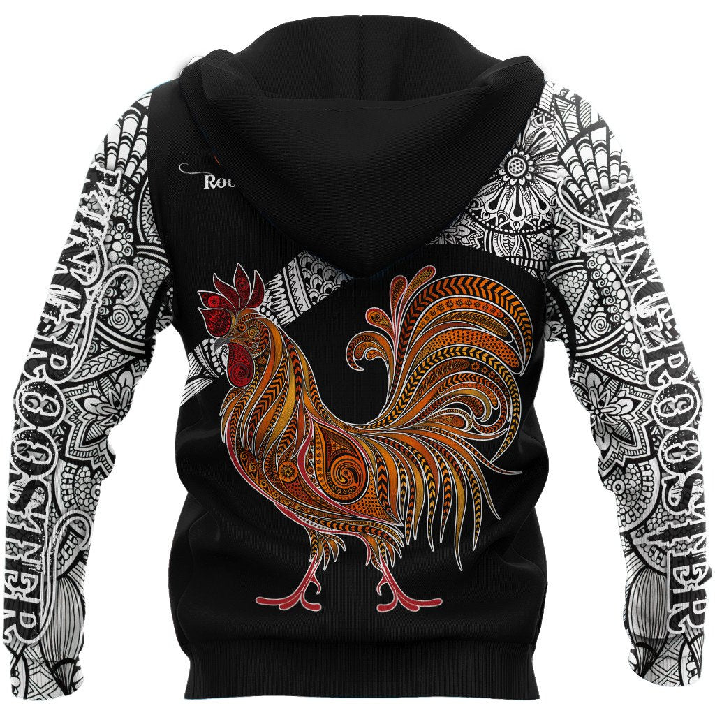 Rooster King Tribal Pattern All Over Printed Unisex Deluxe Hoodie ML