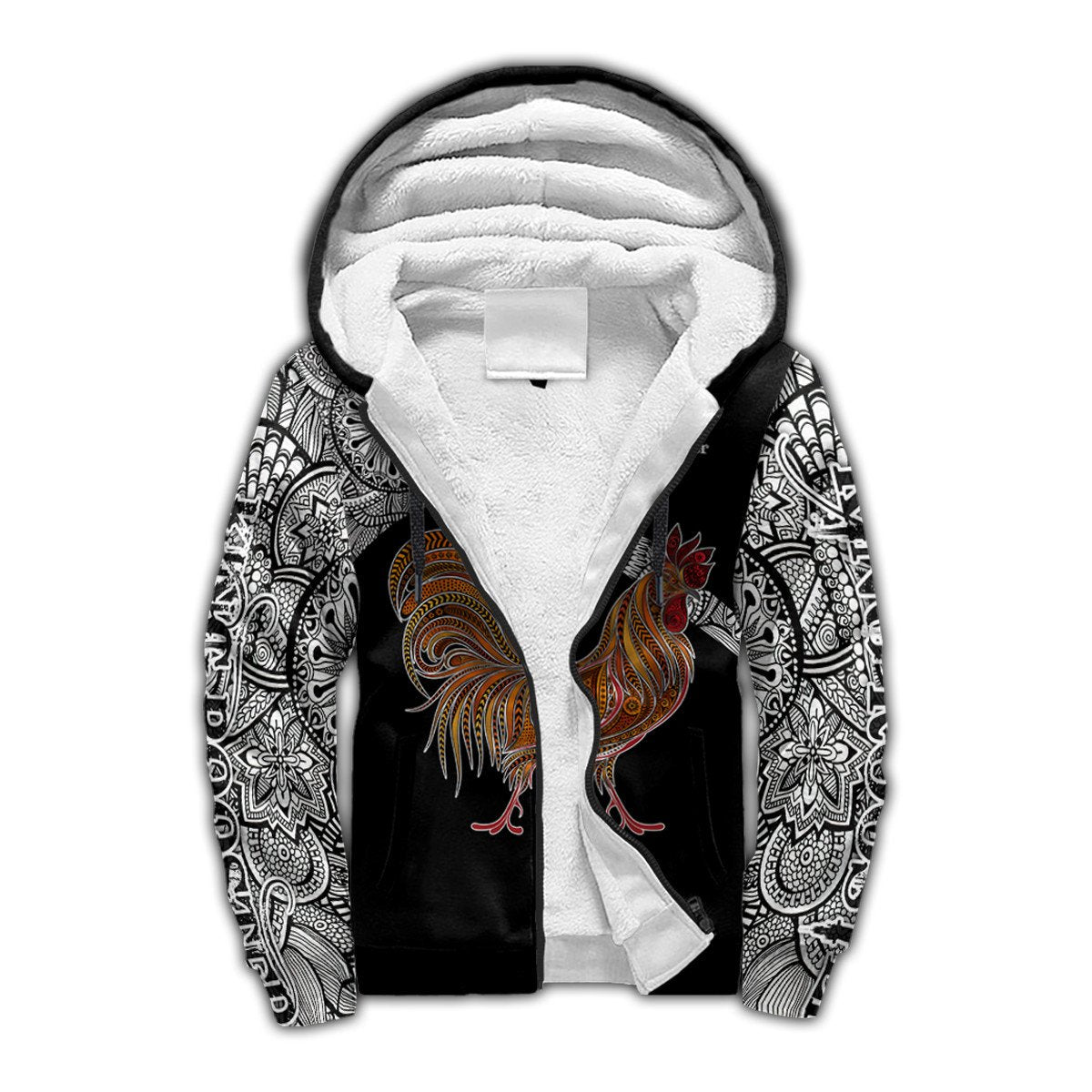 Rooster King Tribal Pattern All Over Printed Unisex Deluxe Hoodie ML