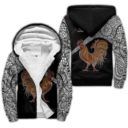 Rooster King Tribal Pattern All Over Printed Unisex Deluxe Hoodie ML