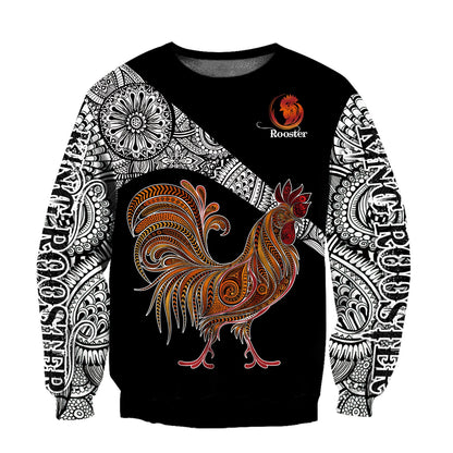 Rooster King Tribal Pattern All Over Printed Unisex Deluxe Hoodie ML