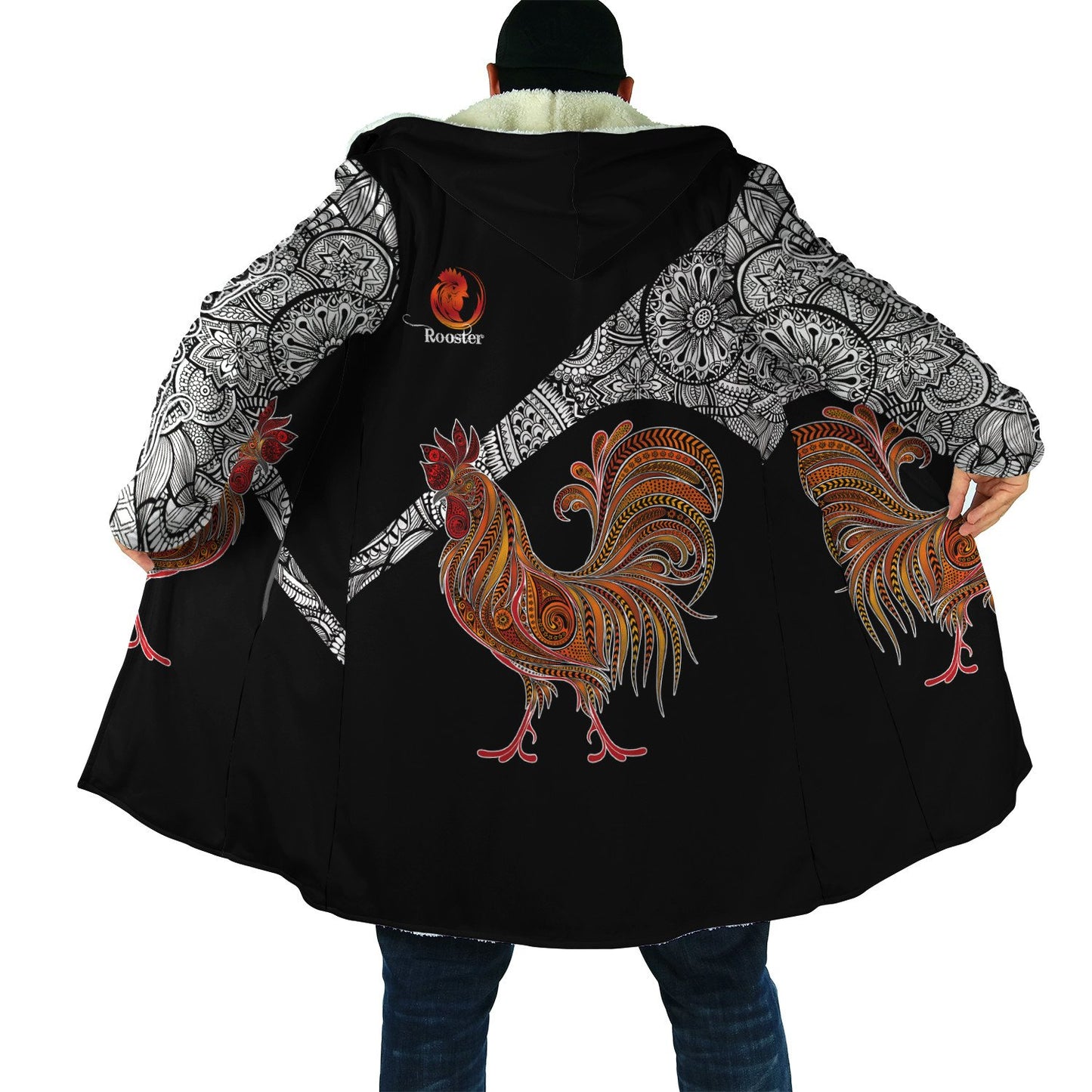 Rooster King Tribal Pattern All Over Printed Unisex Deluxe Hoodie ML