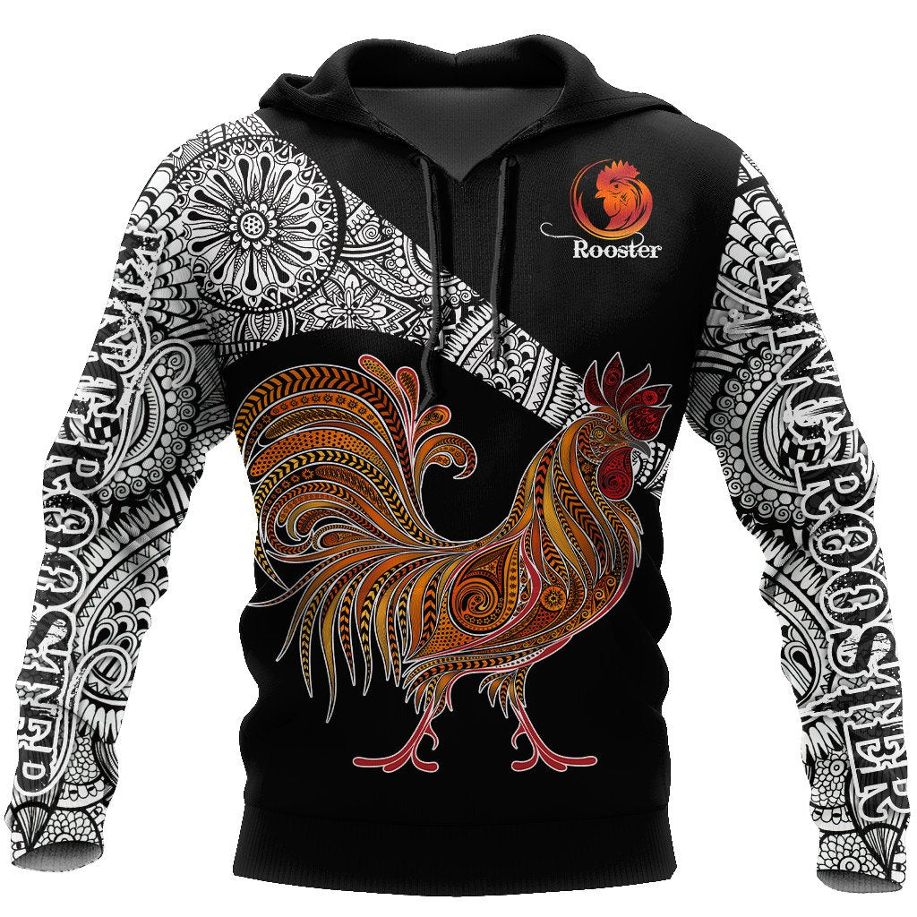Rooster King Tribal Pattern All Over Printed Unisex Deluxe Hoodie ML