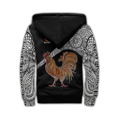 Rooster King Tribal Pattern All Over Printed Unisex Deluxe Hoodie ML