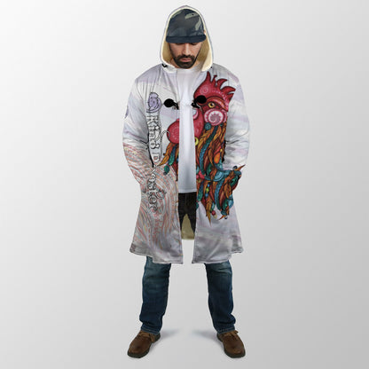 Rooster King Tribal Pattern All Over Printed Unisex Deluxe Hoodie ML