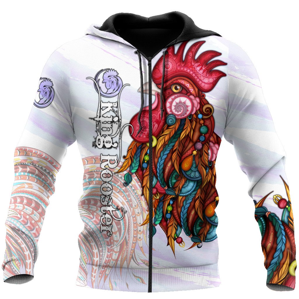 Rooster King Tribal Pattern All Over Printed Unisex Deluxe Hoodie ML