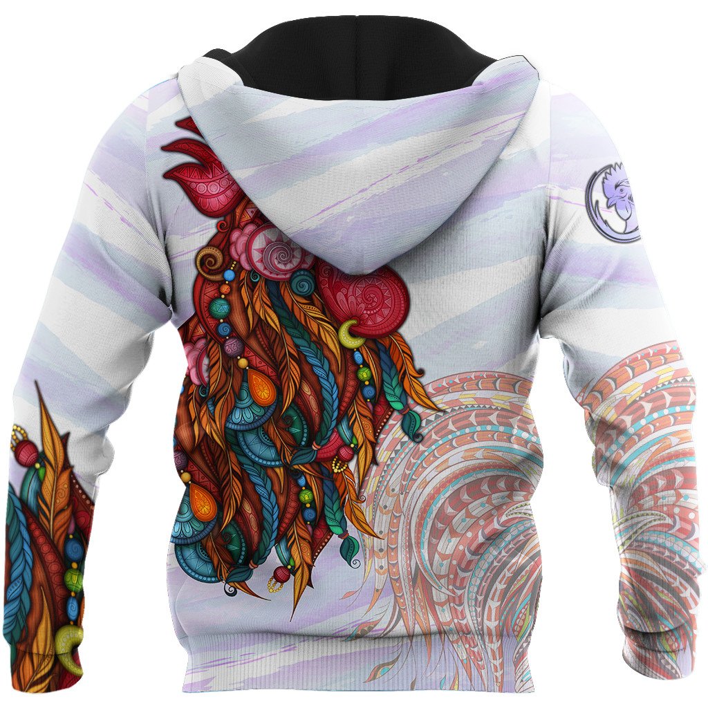 Rooster King Tribal Pattern All Over Printed Unisex Deluxe Hoodie ML