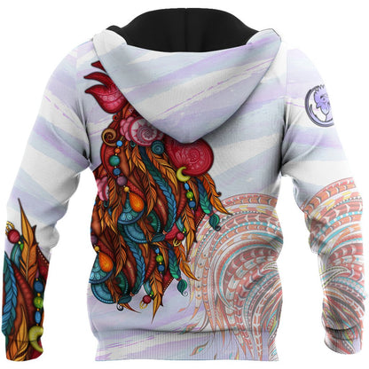 Rooster King Tribal Pattern All Over Printed Unisex Deluxe Hoodie ML