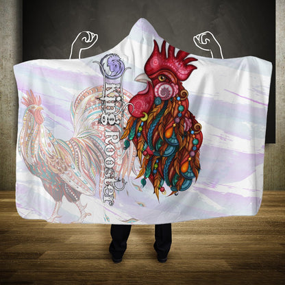 Premium Rooster King Tribal Pattern All Over Printed Unisex Hooded Blanket ML
