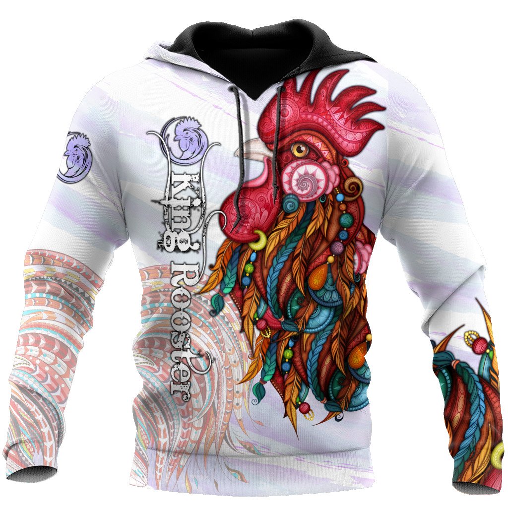 Rooster King Tribal Pattern All Over Printed Unisex Deluxe Hoodie ML