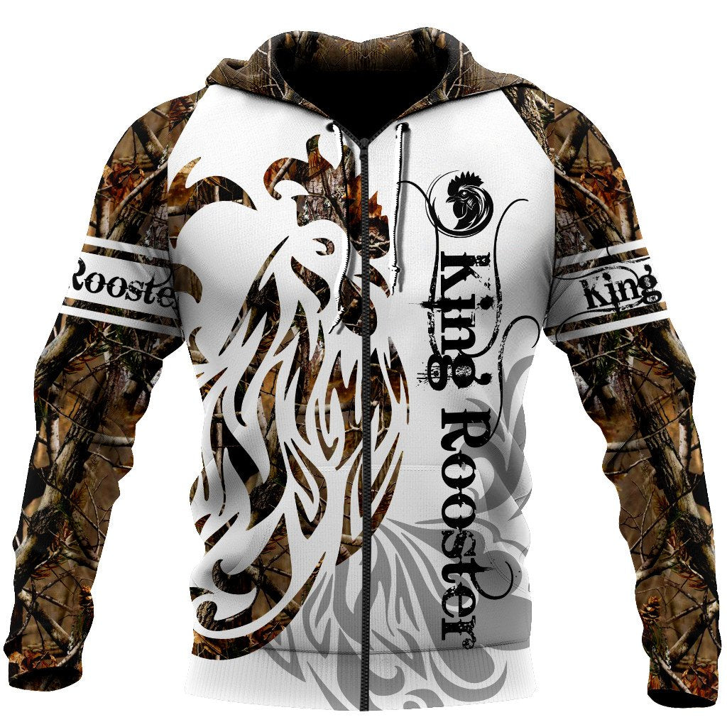 Rooster King Camo Tattoo All Over Printed Unisex Deluxe Hoodie ML