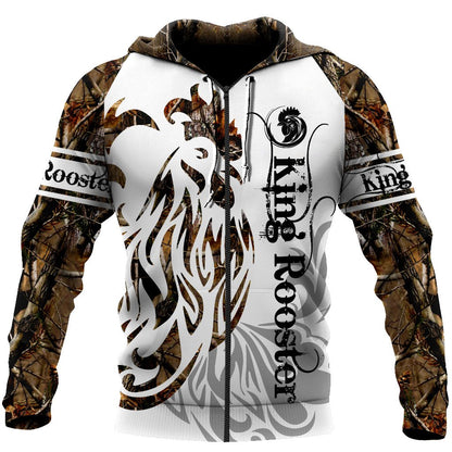 Rooster King Camo Tattoo All Over Printed Unisex Deluxe Hoodie ML
