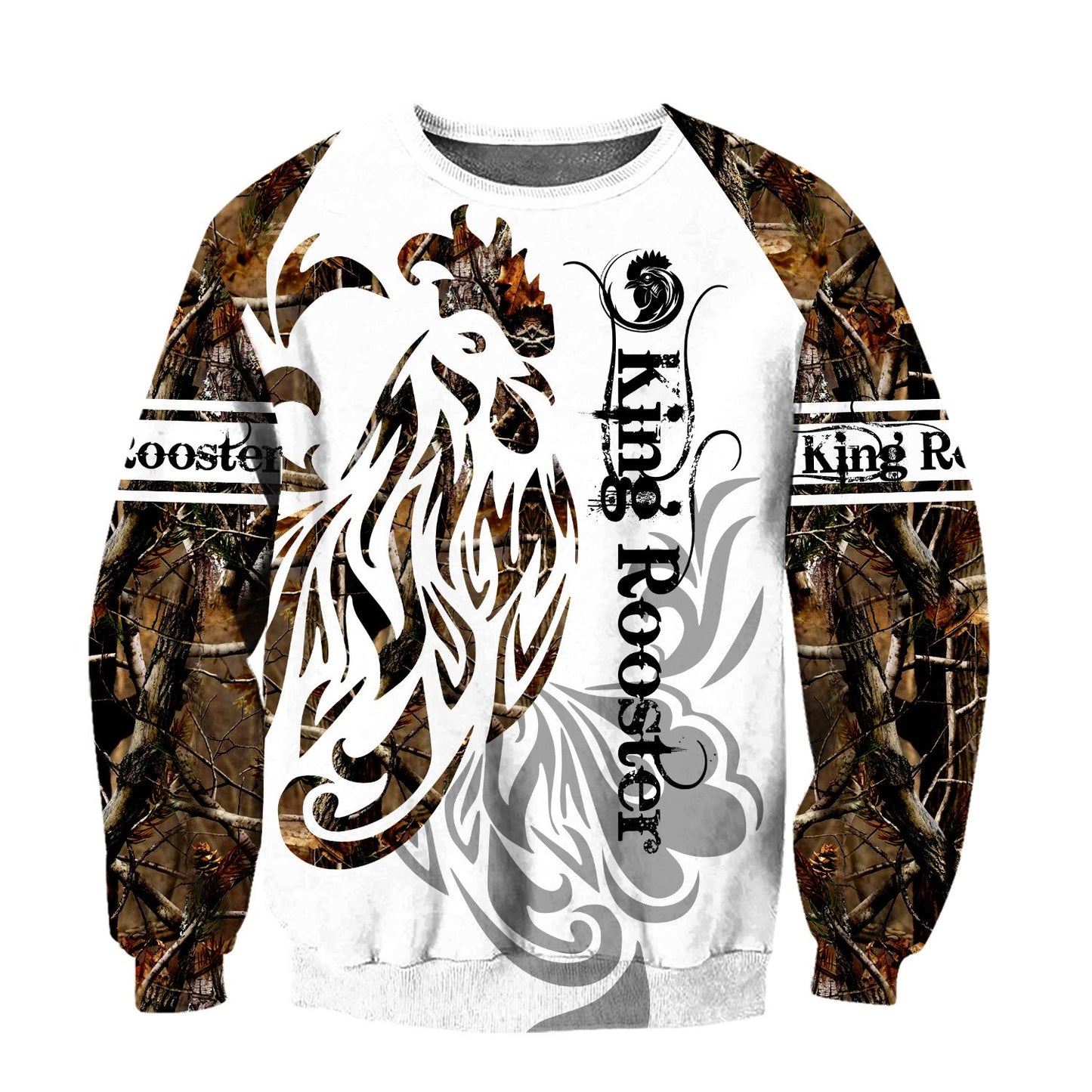 Rooster King Camo Tattoo All Over Printed Unisex Deluxe Hoodie ML