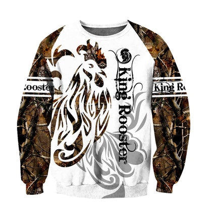 Rooster King Camo Tattoo All Over Printed Unisex Deluxe Hoodie ML
