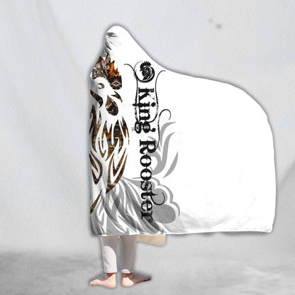 Rooster King Camo Tattoo 3D Over Printed Deluxe Hooded Blanket ML