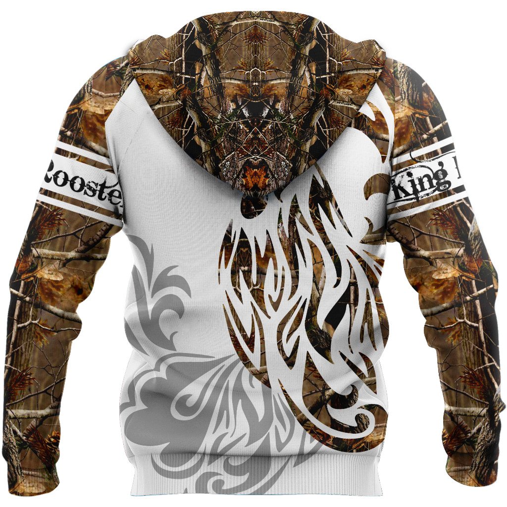 Rooster King Camo Tattoo All Over Printed Unisex Deluxe Hoodie ML