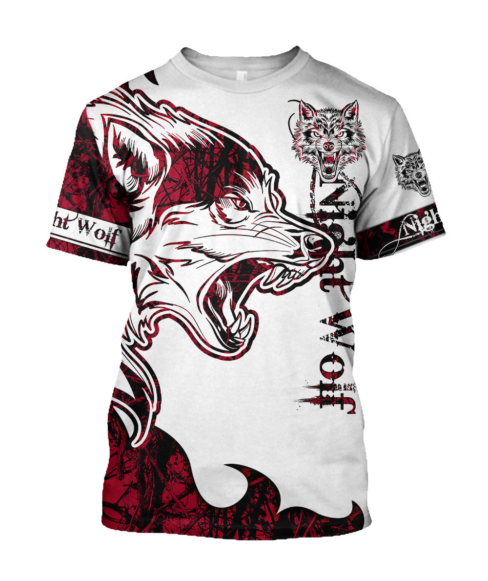 Night Wolf 3D Over Printed Shirt for Men and Women