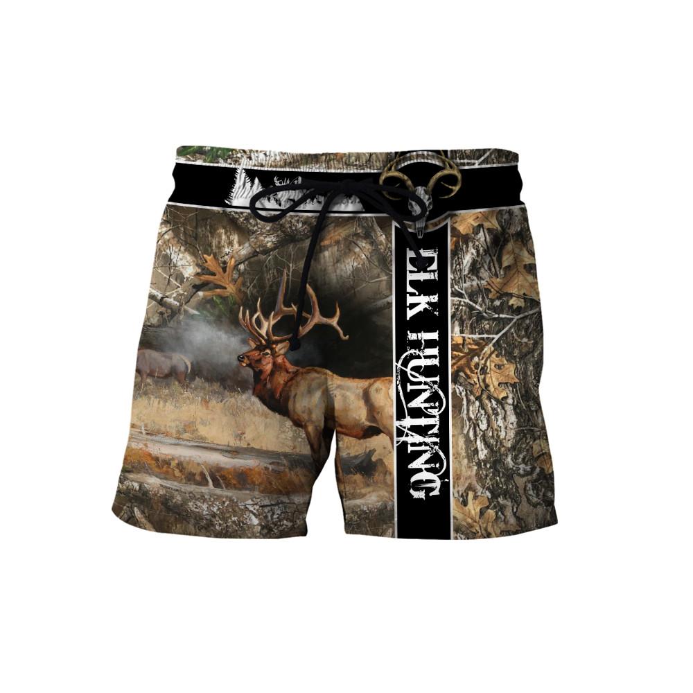 Elk Hunting Camo Over Printed Unisex Deluxe Hoodie ML