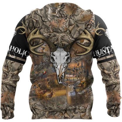Deer III Hunting Camo Over Printed Unisex Deluxe Hoodie ML