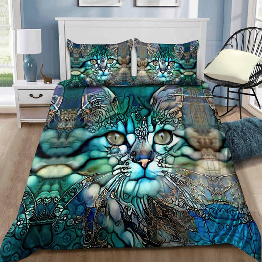 Beautiful Green Cats Bedding Set NDD10132001
