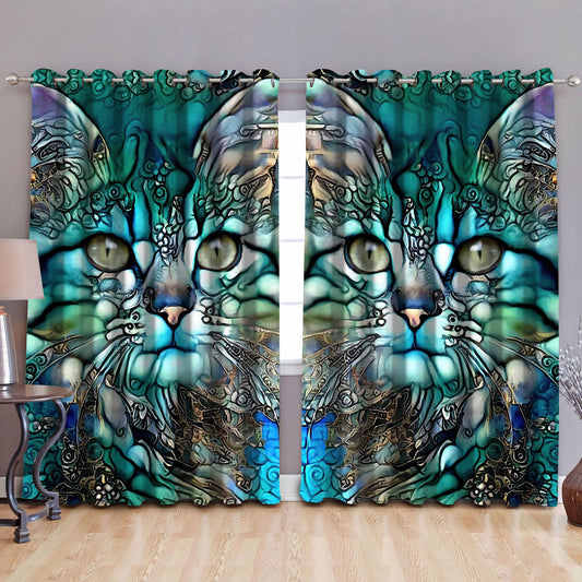 Beautiful Green Cats Curtains NDD10132001