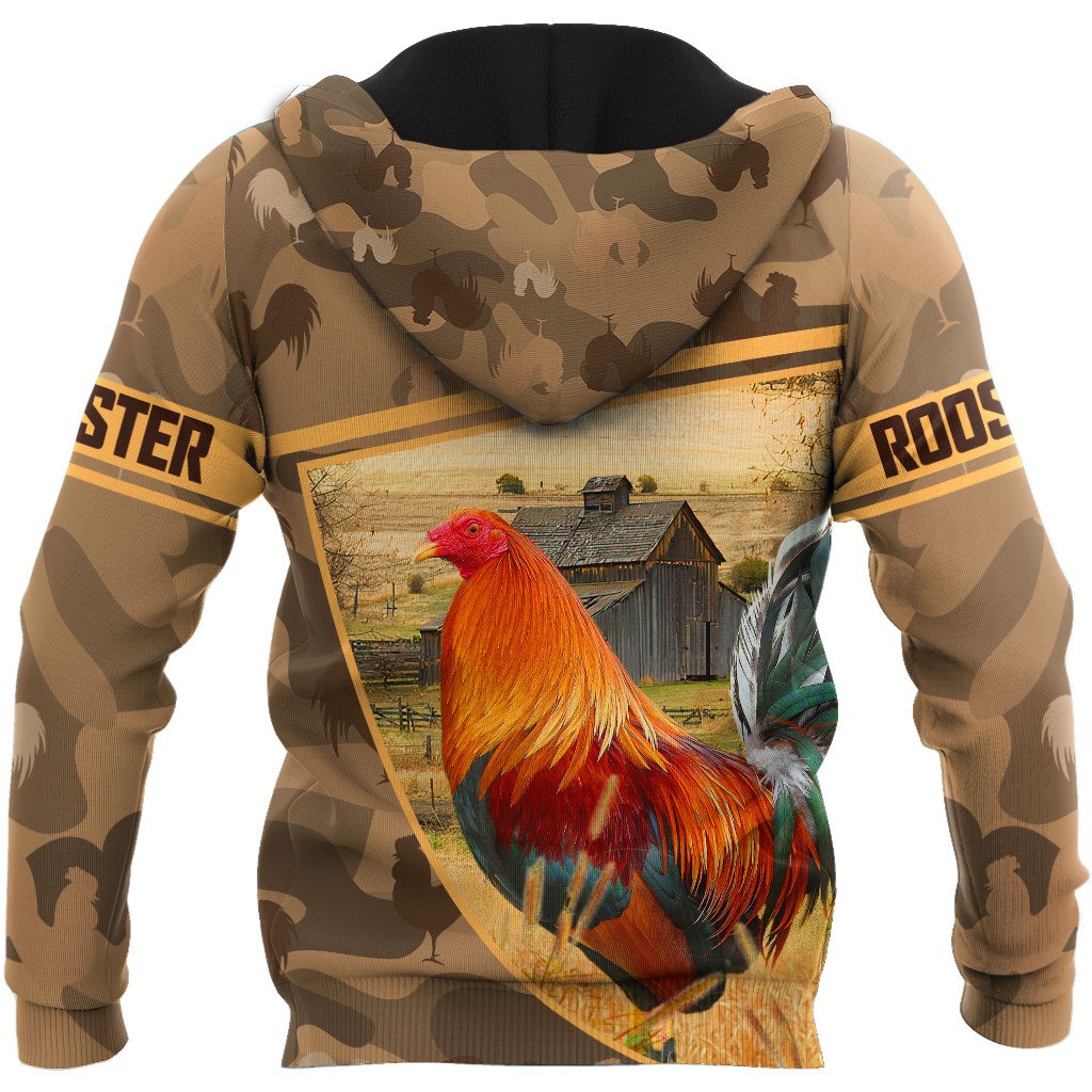Love Rooster All Over Printed Unisex Deluxe Hoodie ML