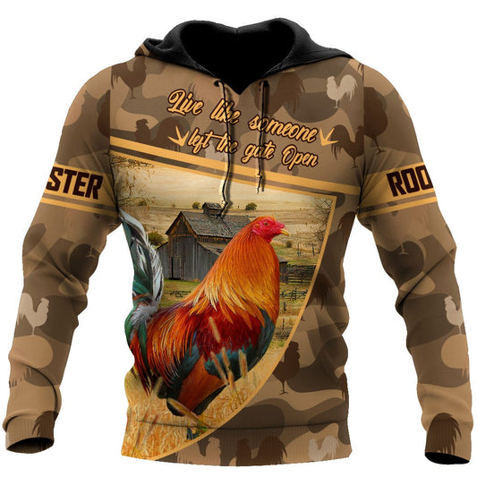 Love Rooster All Over Printed Unisex Deluxe Hoodie ML