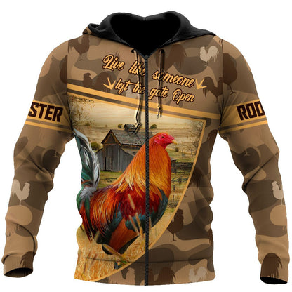 Love Rooster All Over Printed Unisex Deluxe Hoodie ML