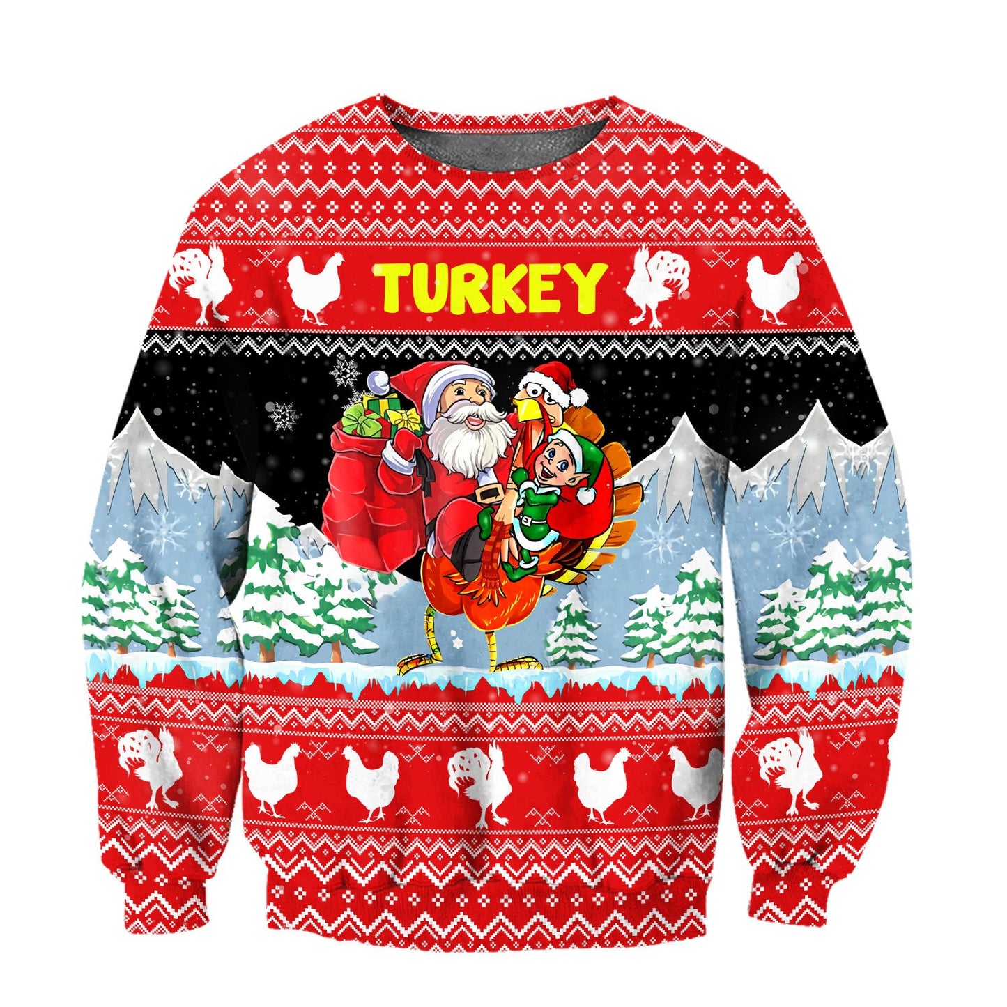 Xmas Turkey All Over Printed Unisex Deluxe Hoodie ML