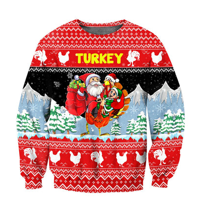 Xmas Turkey All Over Printed Unisex Deluxe Hoodie ML