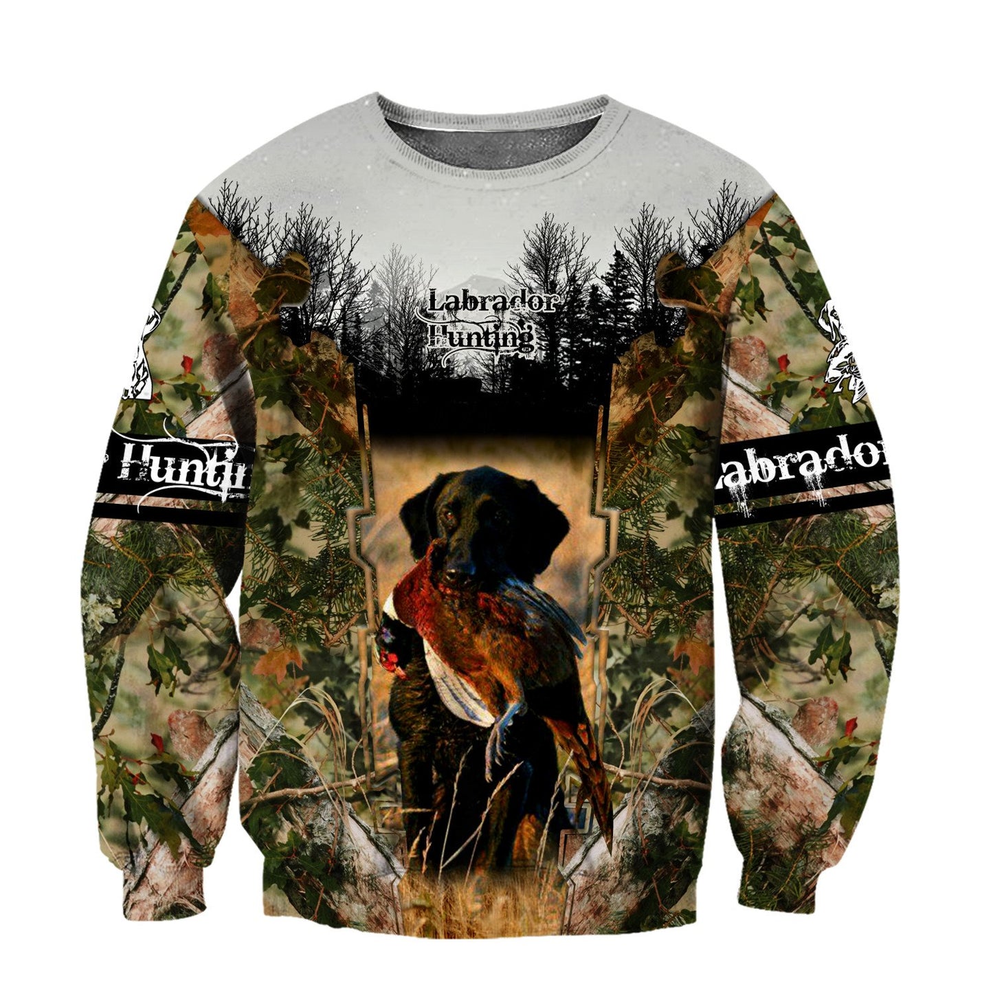 Labrador Hunting Camo II Over Printed Unisex Deluxe Hoodie ML