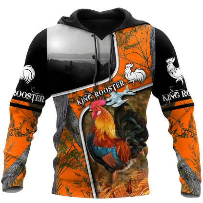 King Rooster All Over Printed Unisex Deluxe Hoodie ML