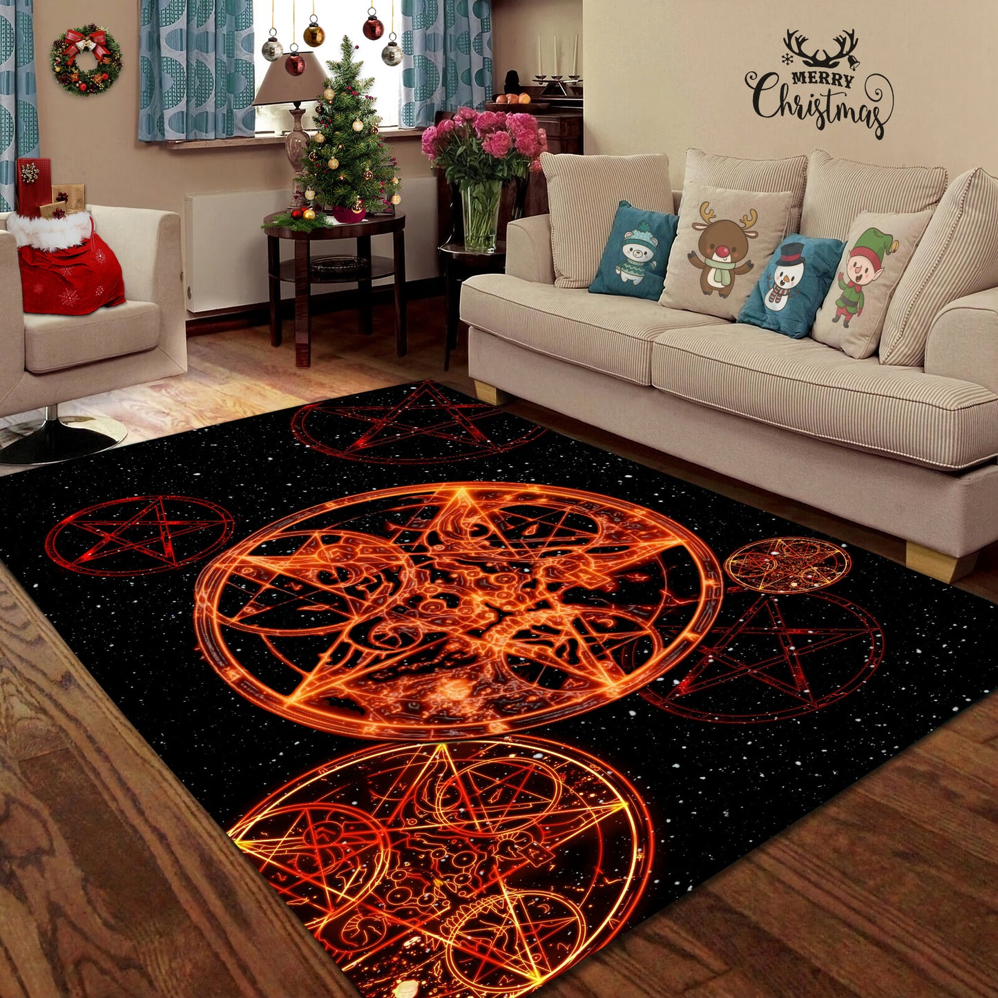 Satanic On Fire Premium Rug JJW20102002ST