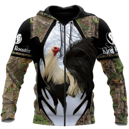 King Rooster Camo All Over Printed Unisex Deluxe Hoodie ML