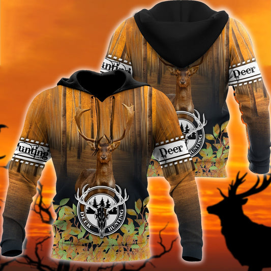Deer Hunting 3D Over Printed Unisex Deluxe Hoodie ML