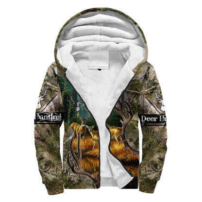 Deer Hunting Camo 3D Over Printed Unisex Deluxe Hoodie ML