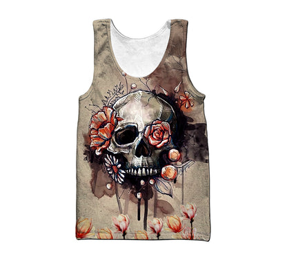Skull And Flowers Art Hoodie For Men And Women TNA11062002