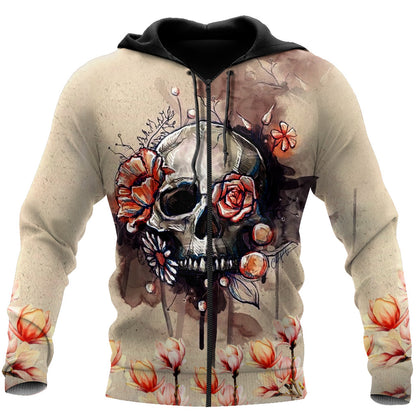Skull And Flowers Art Hoodie For Men And Women TNA11062002