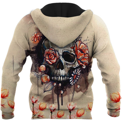 Skull And Flowers Art Hoodie For Men And Women TNA11062002